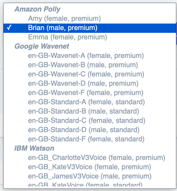 Text-to-Speech Voice Selection - BotTalk Audio CMS